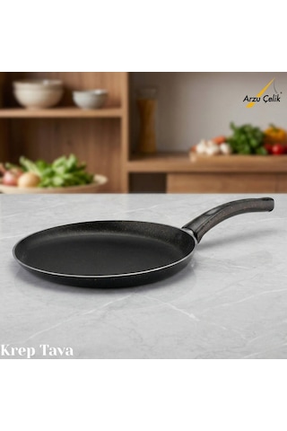 32 Cm Granit Krep Tavası - Siyah Siyah