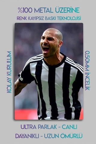Metal Levha, Ricardo Quaresma Q7 Bessiktas - Parlak Dekoratif Sporcu Duvar Tablosu