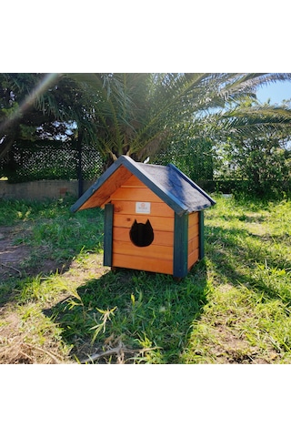 Ahşap Kedi Evi Dış Mekan Kullanımına Uygun Yalıtımlı