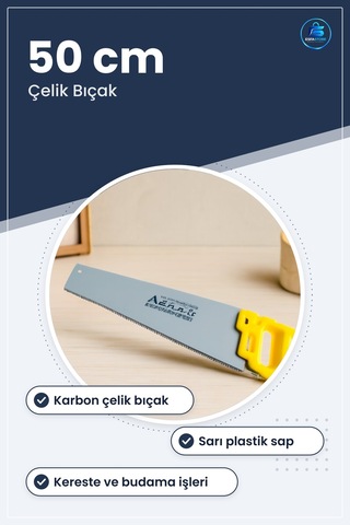 Testere 50 Cm Sarı Plastik Saplı Çelik Bıçak Kereste Marango