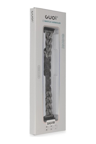 Apple Uyumlu Watch 38mm Node Taşlı Kordon - Siyah