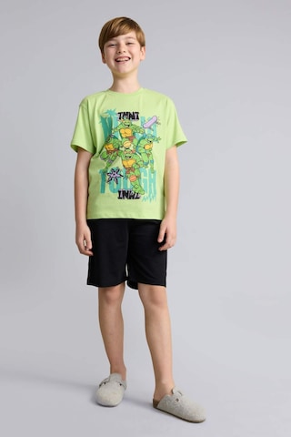 Defacto Nınja Turtles-retro Kısa Kollu Tişört Şort Alt 2li Pijama Takımı Erkek Çocuk H8008a826hsgn597 Yeşil-gn597