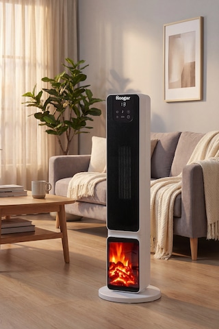 Hoogar German 2701 L White Oled Şömineli Ekran Dijital Göstergeli Kule Tipi Seramik Hızlı Isıtıcı
