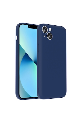 Apple Uyumlu iPhone 13 Kılıf Kamera Korumalı Kartlık Hazneli Zore Vitra Kapak Lacivert