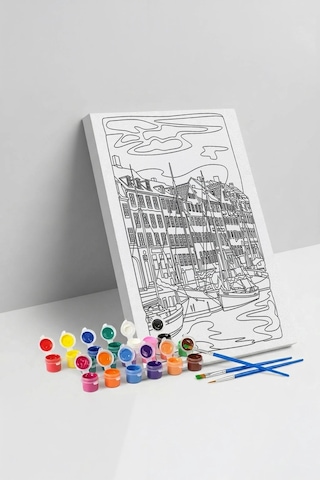 Kanal Manzaralı Mandala Tuval Boyama Seti 40x50 Cm