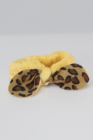 Toyaş Leopar Desenli Peluş Bandana Makyaj Spa Saç Bandı Sarı Çok Renkli