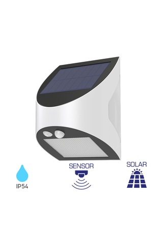 Braytron Solaris-w1 3w Sensörlü Solar Led Duvar Apliği - 6500k Beyaz Ip54 Solar-Beyaz