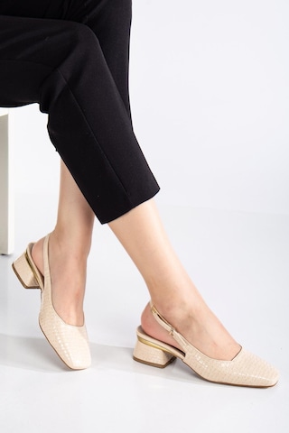 Suins Shoes Suins Christa Model Kadın Orta Topuklu Kroko Ayakkabı Ten