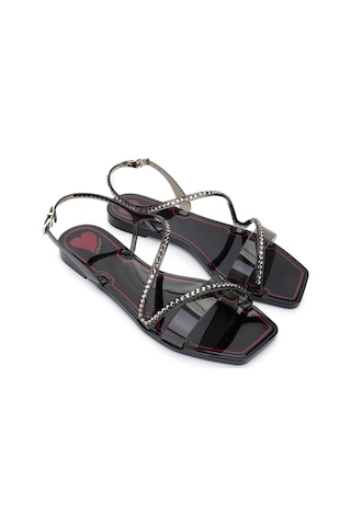 Menghi Kadın Pvc Siyah Düz Sandalet 774 810e Bn Sndlt Y25 Black Siyah