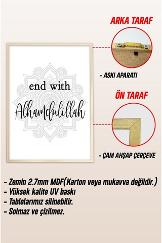 Ahşap Çerçeveli Mdf Tek Tablo İslami Tablo Kendi Tablo Setinizi Oluşturacağınız Liste 32 X 42 Çerçeveli 1045