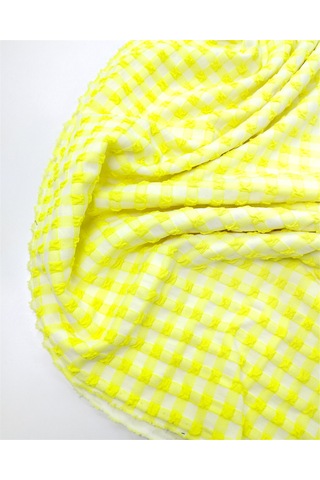 Beyaz Ve Neon Sarı Renklerde Gövdeli Dolgun Esnek Jarse Kumaş Elbiselik & Bluzluk 140x225cm-12626 Beyaz,sarı