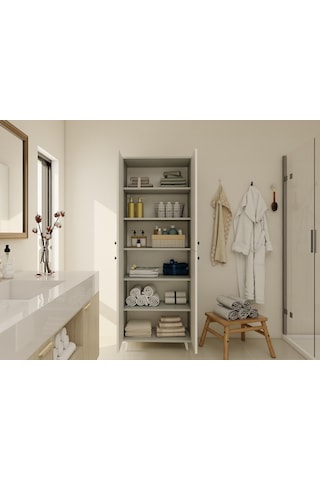 Vadi Çok Amaçlı Banyo/kiler Dolabı Külgri-beyaz Gri - Beyaz