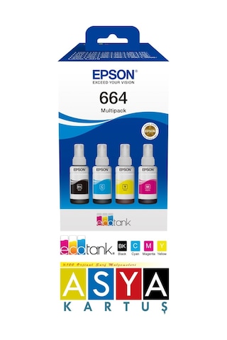 Epson 664 L565 Kutulu Multipack Mürekkep Seti