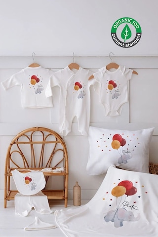 Lilabio %100 Organik Isme Özel Isimli 10lu Hastane Çıkışı Fil Ekru