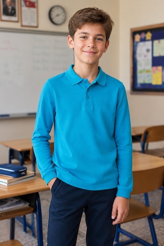 Beniizle Unisex Çocuk Uzun Kollu Polo Yaka Okul Tişört Turkuaz