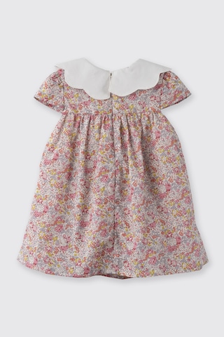 Made With Liberty Fabric Liberty Kumaş Yakası Nakışlı Yenidoğan Elbise Pembe