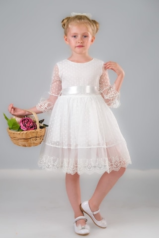 Mnk Baby & Kids Dream Luxury Dantel Kız Çocuk Elbise Mnk0327 Beyaz