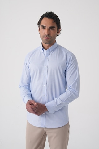 Bisse Regular Fit Spor Yaka Çift Pamuk Mavi Erkek Gömlek Gmeks4k242023 D35 Mavi