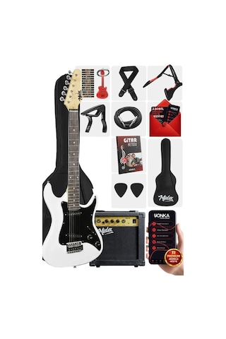 Midex Ceg-36wh 8-12 Yaş Çocuklar İçin Amfili Full 3/4 36 İnç Elektro Gitar Seti White