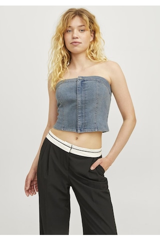 Jack & Jones Kadin Straplez Denim Crop - Tinga 12271603 Medium Blue Denim