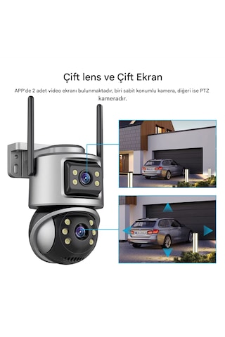 8mp Wifi Ptz Kameralar Dış Mekan 4k Çift Lens Çift Ekran Otomatik