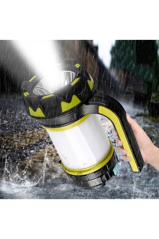 Techtic Kamp Feneri 6 Modlu Şarj Edilebilir El Feneri Powerbank Siyah