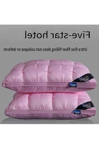 Trendooze 2 Adet Kadife Pembe Ekmek Yastığı Seti Orta Destekli Yetişkin Otel Yastıkları Diğer