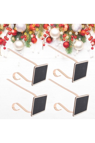 Suntek Çiftlik Evi Tahta Sağlam Yapılı Noel Çorabı Tutacağı Altın Kanca 4 Adet Çok Renkli