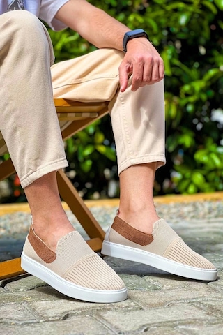 Kb-114 Kuback Bej Taba Triko Yüksek Taban Bağcıksız Günlük Erkek Ayakkabı Bej1