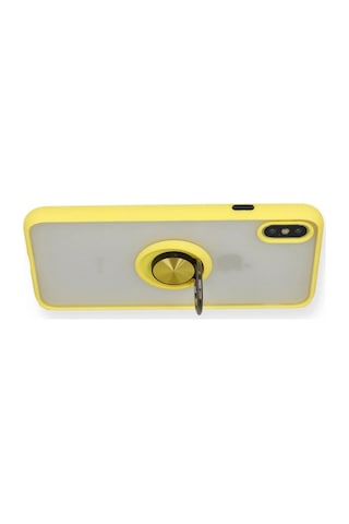 Newface - 779 - iPhone Uyumlu X Kılıf Montreal Yüzüklü Silikon Kapak - Csmo-tex - - Sarı