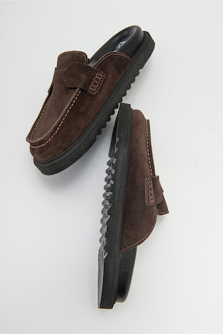 Luvishoes Luvi Shoes Laven Kahve Süet Hakiki Deri Kadın Terlik Kahverengi