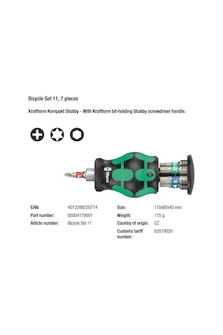 Wera Bisiklet Tamir Tornavida Bits Seti 11 05004179001