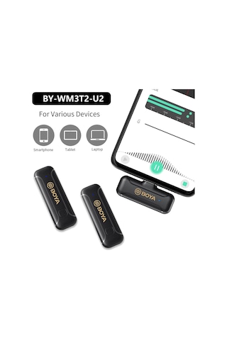 Boya By-wm3t2-u2 Kablosuz Yaka Mikrofonu 2 Verici + Alıcı Youtube Vlog Canlı Akış Çok Yönlü Mikrofon 681100263a Fotoğraftaki