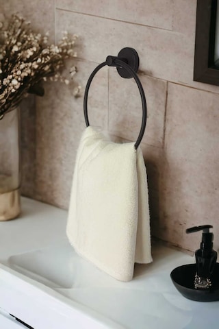 Yapışkanlı Banyo Seti Yuvarlak Havluluk Kapaksız Tuvalet Kağıtlığı Siyah