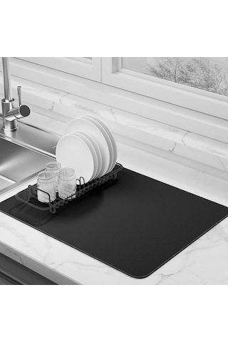 70 Cm X 30 Cm Bulaşık Kurutma Örtüsü Siyah Tezgah Üstü Bulaşık Matı Bulaşıklık Çok Renkli