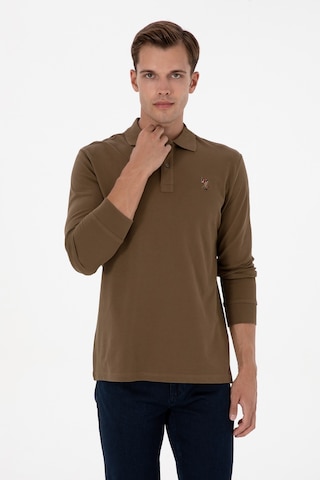 U.S. Polo Assn. Erkek Regular Fit Polo Yaka Haki Basic Sweatshirt 50313772-VR027