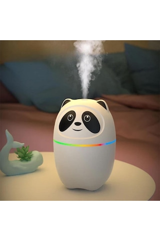 Sevimli Panda Figürlü Hava Nemlendirici Ultrasonik Soğuk Buhar Makinesi, Led Işıklı Masaüstü Oda Nemlendirici 4741