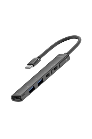 Cr16 5in1 Otg Type-c'den 3ad Type-c, 2ad Usb A Çoklayıcı Type-c Kulaklık Uyumlu Usb C Adaptör Alüminyum Kasa