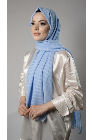 Bebe Mavisi Desenli Şal Şifon Kumaş Kareli Çizgili 202107 11