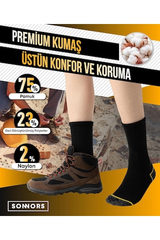 Xmlbayiciniz 3 Çift Erkek Çorap - Uzun Havlu Kışlık Outdoor Kamp Kar Çorabı Kadın - Pamuklu Yastıklı Nefes Alabilen Kalın Genel