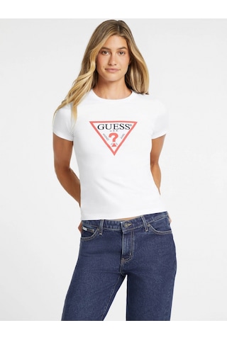 Guess Jeans Kadın Beyaz Slim Fit T-shirt W4yı04j1314-g011 Beyaz