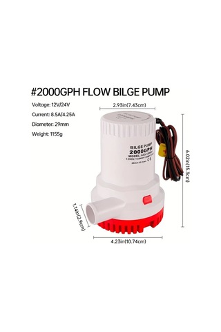 Motion003 12v 2000gpm Yüksek Akışlı Bilge Pompası Ağır Hizmet Tipi Denizaltı Pompası Tekneler Yatlar İçin Abs Bakır Amonyak Lif Beyaz Düşük Gürültü
