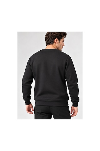 Hk Premium Sweatshirt Bisiklet Yaka Hk Premium Logolu Erkek Basic Siyah
