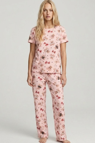 Siyah İnci Mevsimlik İnce Örme Pijama Takım 8017 Somon Ayıcık