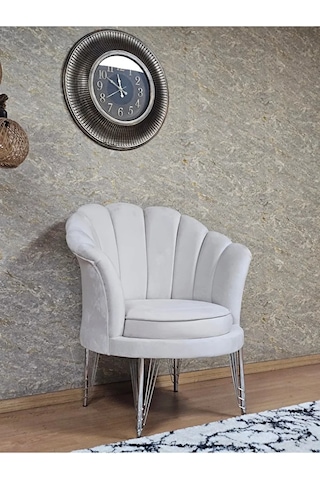 Tekli İstiridye Krom Kaplama Telli Ayak Çay Seti Koltuk Tekli Ber Çok Renkli