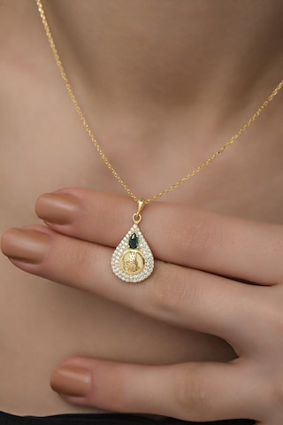 Nereze 925 Ayar Gümüş Gold Osmanlı Tuğralı Kolye
