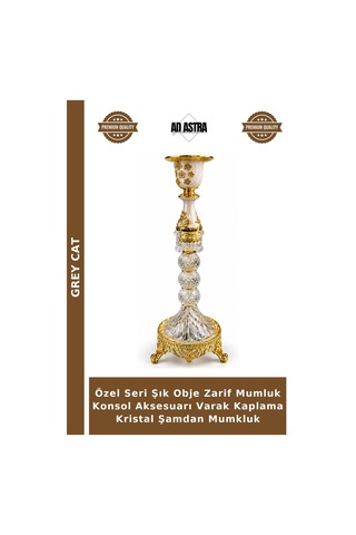 Özel Seri Şık Obje Zarif Mumluk Konsol Aksesuarı Varak Kaplama Kristal Şamdan Mumkluk Çok Renkli