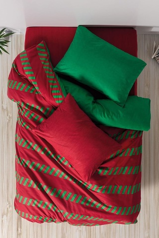 Lexroo Festive Tek Kişilik Lastikli Çarşaflı Nevresim Takımı Holly Yeşil