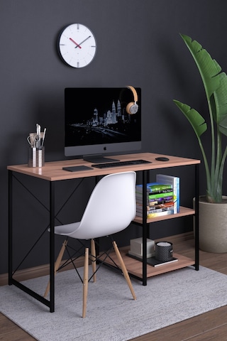 Atlas 120 Cm Raflı Çalışma Masası Bilgisayar Masası Ofis Ders Masası Atlantik Çam