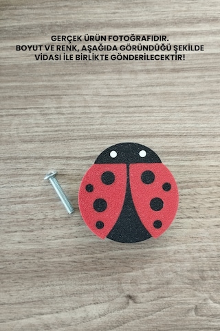 6 Adet - Uğur Böceği Dolap Kulpu, Mobilya Kulbu - Bebek, Çocuk Odası, Uç Uç Böceği Kulp Kulp Vidası Dahildir Sarı